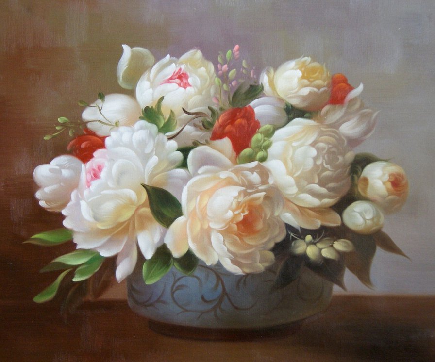 Белые пионы - цветы, букет, пионы, натюрморт, флора - оригинал