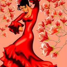 Оригинал схемы вышивки «фламенко» (№1224574)