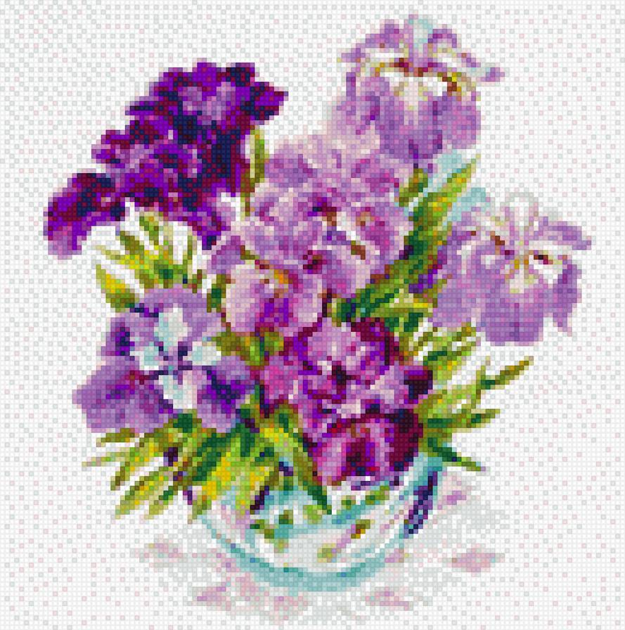 ирисы японские в вазе - цветы, вазы, ирисы - предпросмотр