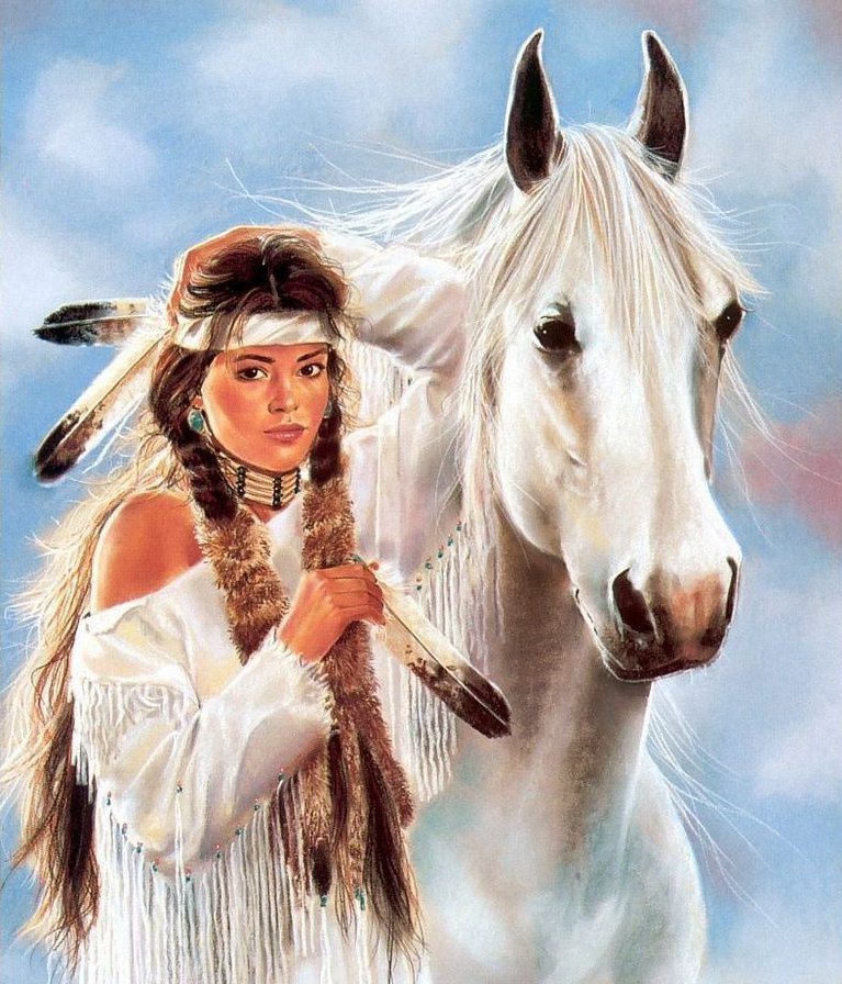 девушка с лошадью - картина, лошади, люди - оригинал
