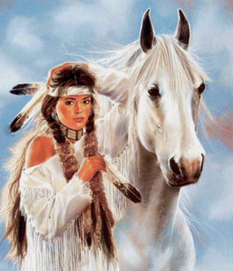 девушка с лошадью - лошади, люди, картина - предпросмотр