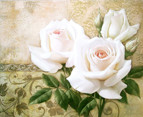 Нежность лепестков - панно, лепестки, розы, роза, цветы, букет, белые цветы, белые розы - оригинал