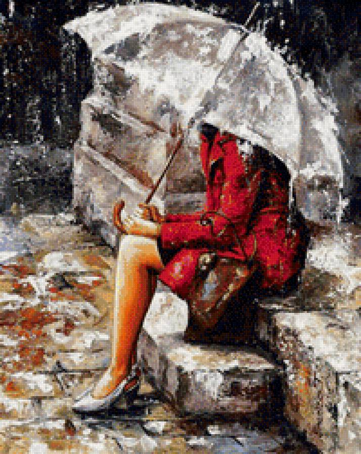 Дождь - девушка, зонт, дождь - предпросмотр