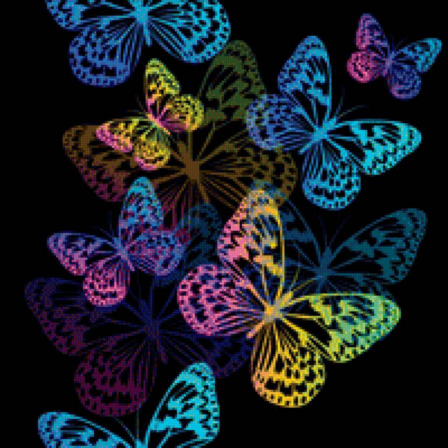 бабочки на черном фоне - бабочки - предпросмотр