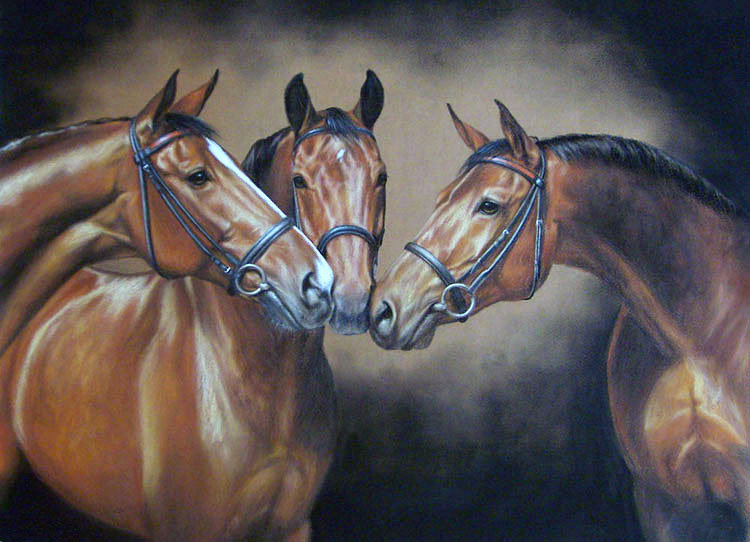 Худ. Дубинина Ю. Рембрандт с сыновьями - животные, лошадь, конь - оригинал