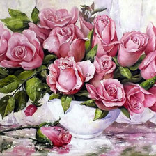 Оригинал схемы вышивки «Розовые розы» (№1229308)