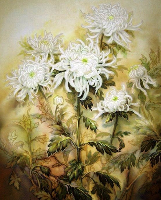 Хризантемы - картина, цветы - оригинал