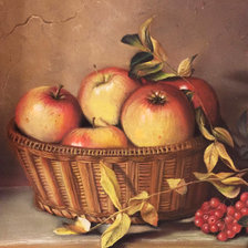 Оригинал схемы вышивки «Натюрморт с яблочками и рябиной» (№1231890)