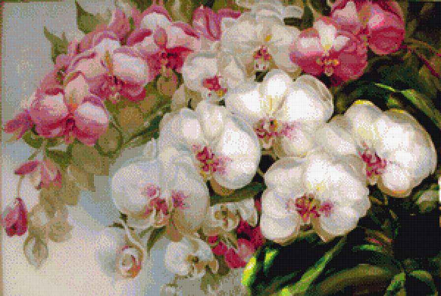 Орхидея красками - цветы, орхидея, акварель - предпросмотр