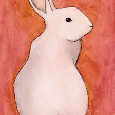 Оригинал схемы вышивки «кролик со спины на розовом» (№1233791)