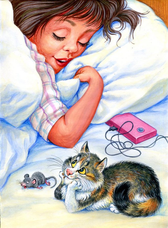детская - мышка, кошка, девочка, сон - оригинал