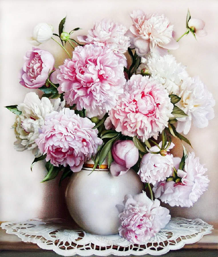 Пионы - натюрморт, пионы, букет, пион, розовые цветы, цветы, цветы в вазе - оригинал