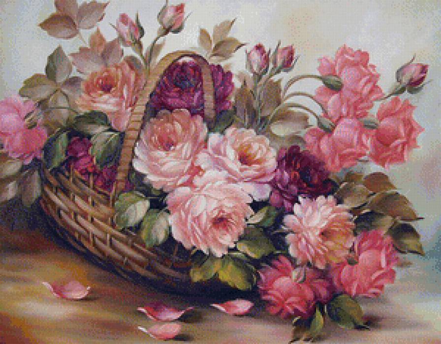 Букет роз - цветы, розы, корзина - предпросмотр