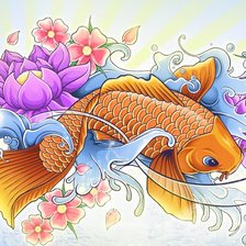 Оригинал схемы вышивки «Золотая рыбка» (№1242168)