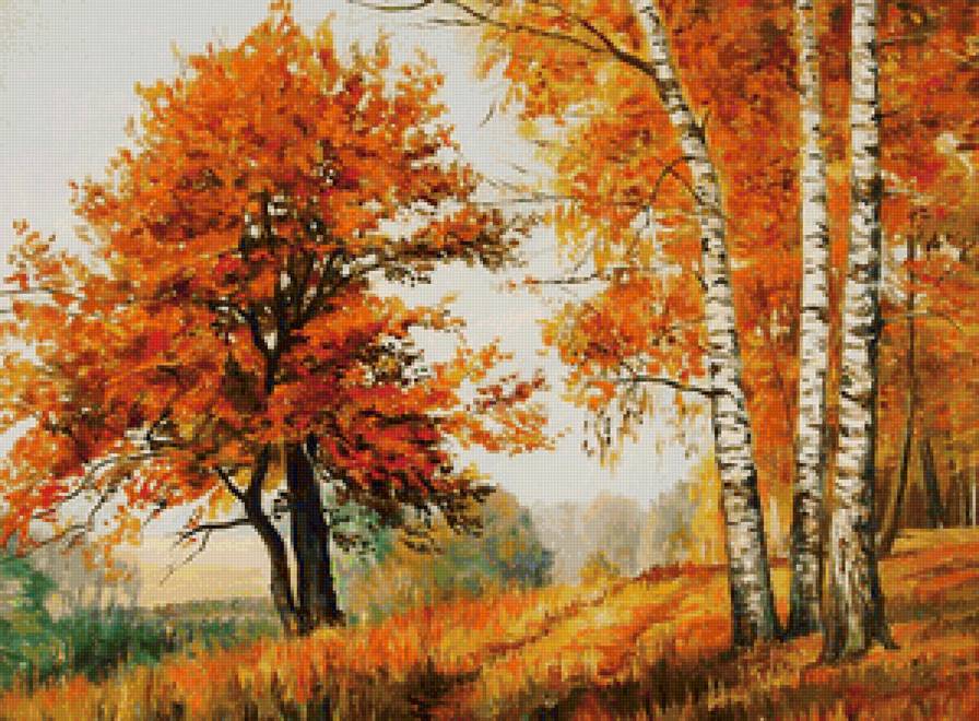 Золото осени - золотая осень, осенний лес, осень, пейзаж, осенний пейзаж, живопись - предпросмотр