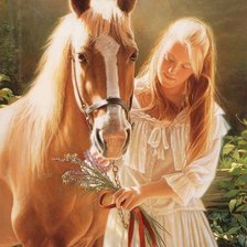 Оригинал схемы вышивки «Девушка с лошадью» (№1244909)