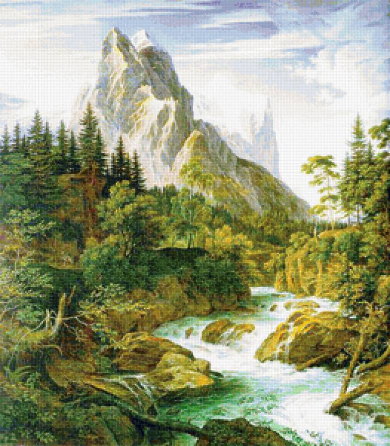 Горная речка - лес, горы, природа, ручей - предпросмотр