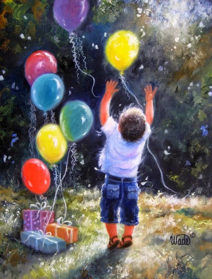 день рождения - радость, шарик, мальчик, дети - оригинал