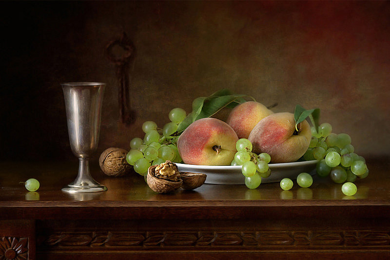 Вкус Измаила - натюрморт, персики, виноград - оригинал