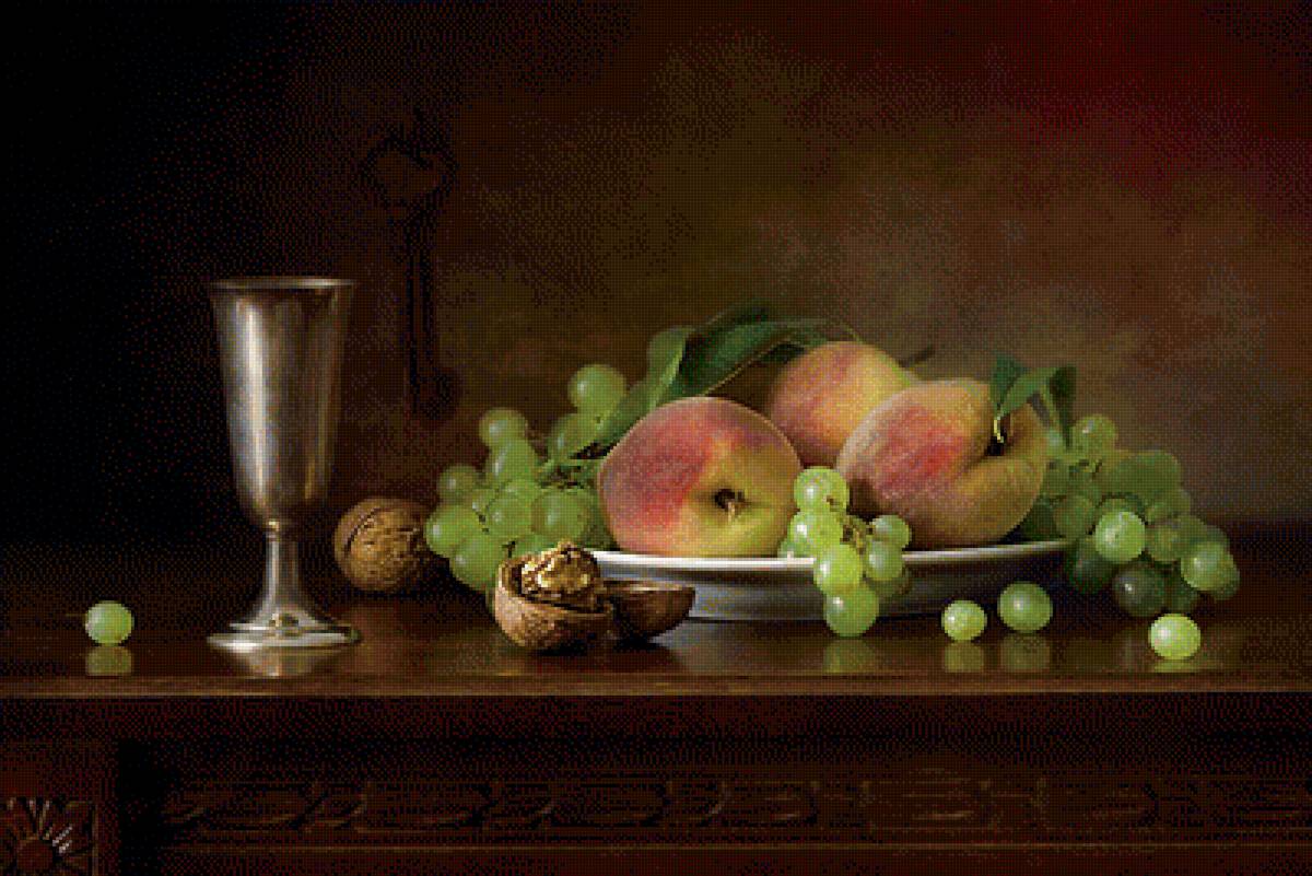 Вкус Измаила - натюрморт, персики, виноград - предпросмотр