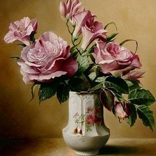 Оригинал схемы вышивки «розы в вазе» (№1252065)