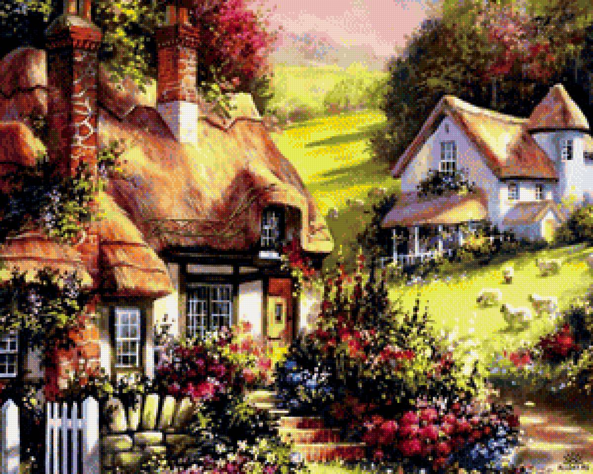 Сказочный домик3 - замок, сказка, природа, домик, дом, цветы - предпросмотр