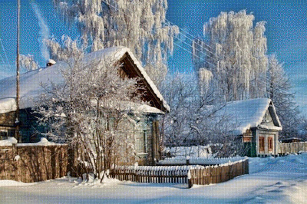 зимняя деревня - деревня, снег, пейзаж, зима, природа - предпросмотр