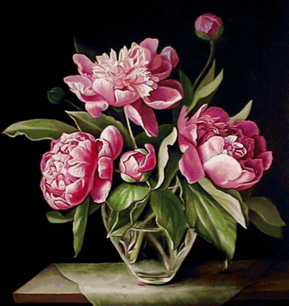 Пионы - ваза, натюрморт, цветы, пионы - предпросмотр