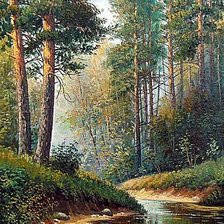 Схема вышивки «По картине худ. Геннадия Янулевича "Лесной ручей".»