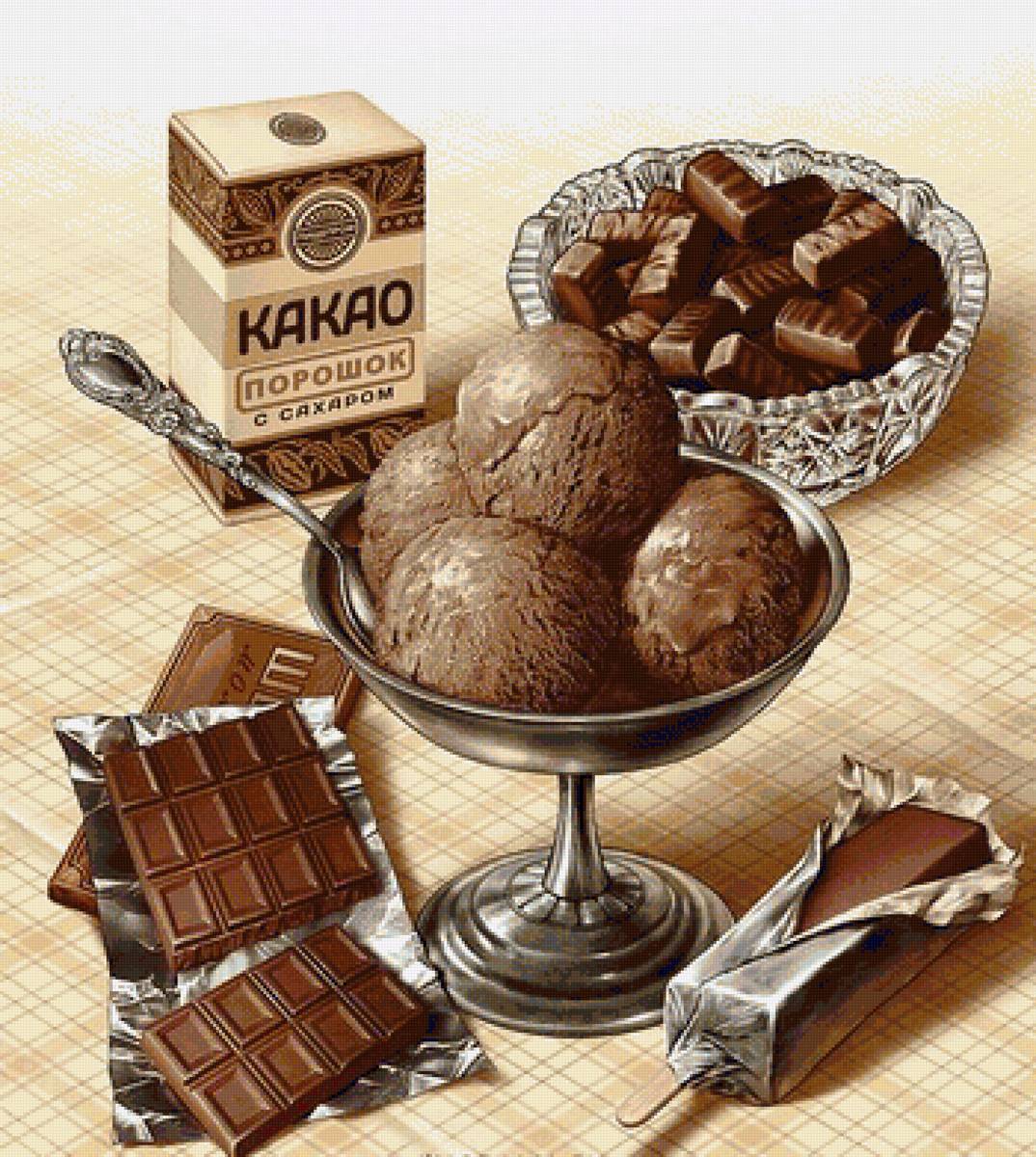 Десерт - мороженное, десерт, шоколад, натюрморт - предпросмотр