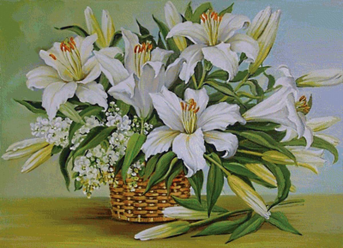 белые лилии - белые цветы, лилия, лилии, букет - предпросмотр