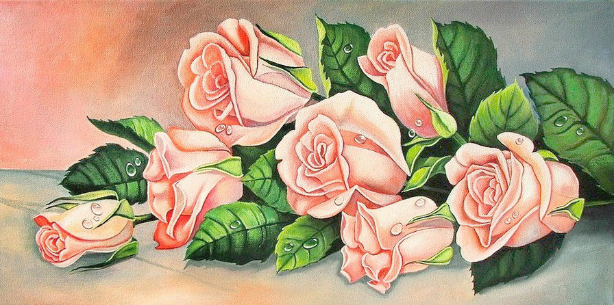 Серия "Флора" - букет, натюрморт, розы, розовые розы, цветы - оригинал