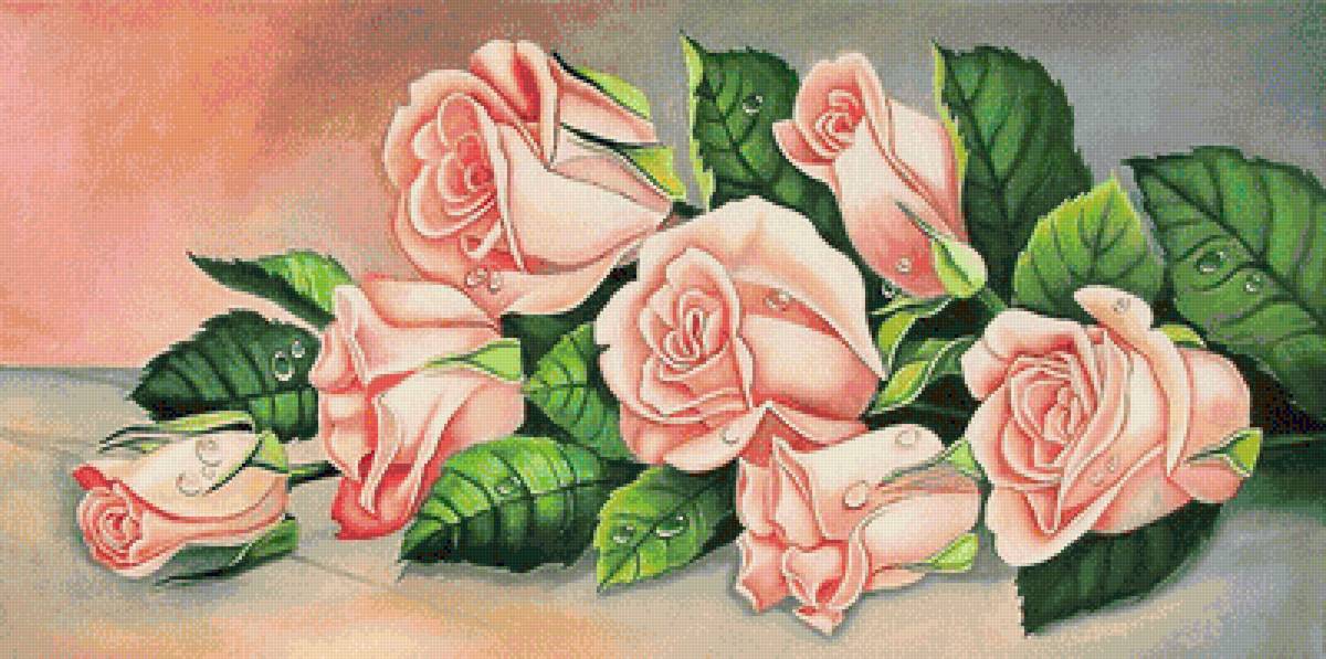 Серия "Флора" - букет, натюрморт, цветы, розы, розовые розы - предпросмотр