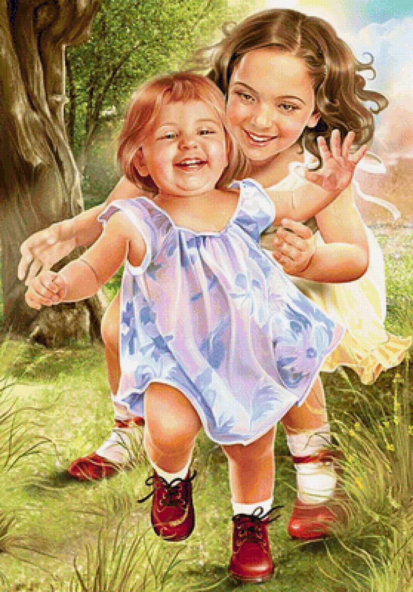 Сестрёнки - дети, портрет, малыши, ребенок, сестры, девочка, малыш, детство, лето - предпросмотр