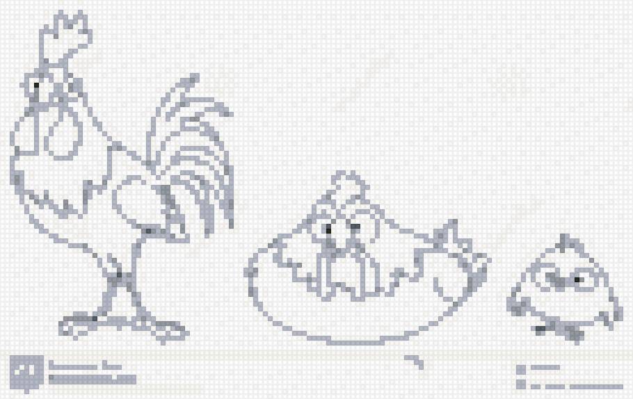 11 курятник 2 - цыпленок, два цвета, гнездо, курочка, семья, петухи - предпросмотр