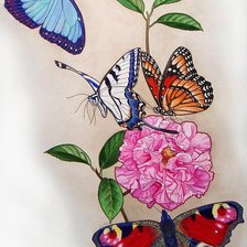 Оригинал схемы вышивки «Бабочки на цветке» (№1264135)