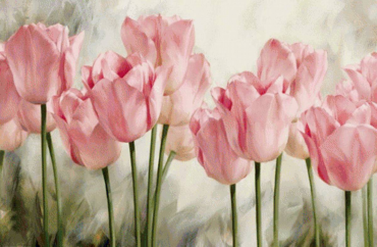 Тюльпаны - панель, розовые цветы, розовые тюльпаны, цветы, панно, букет, тюльпаны - предпросмотр