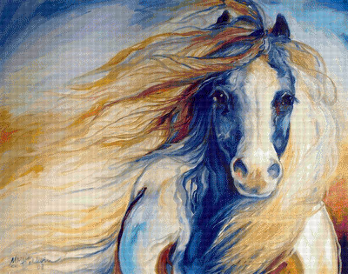 лошадь - кони, животные, лошади, живопись, картины - предпросмотр