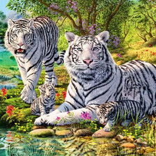 Оригинал схемы вышивки «тигры семья» (№1273364)