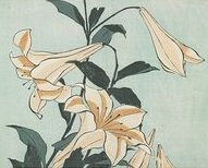 "Лилии" Хокусай - кацусика хокусай, японская живопись, цветы - оригинал