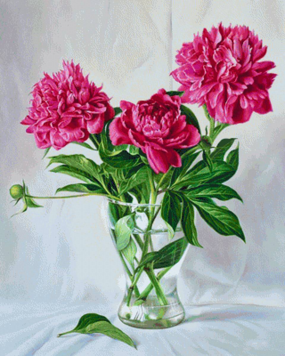 Пионовое великолепие - пионы, натюрморт, розовые цветы, розовые пионы, цветы в вазе, букет - предпросмотр
