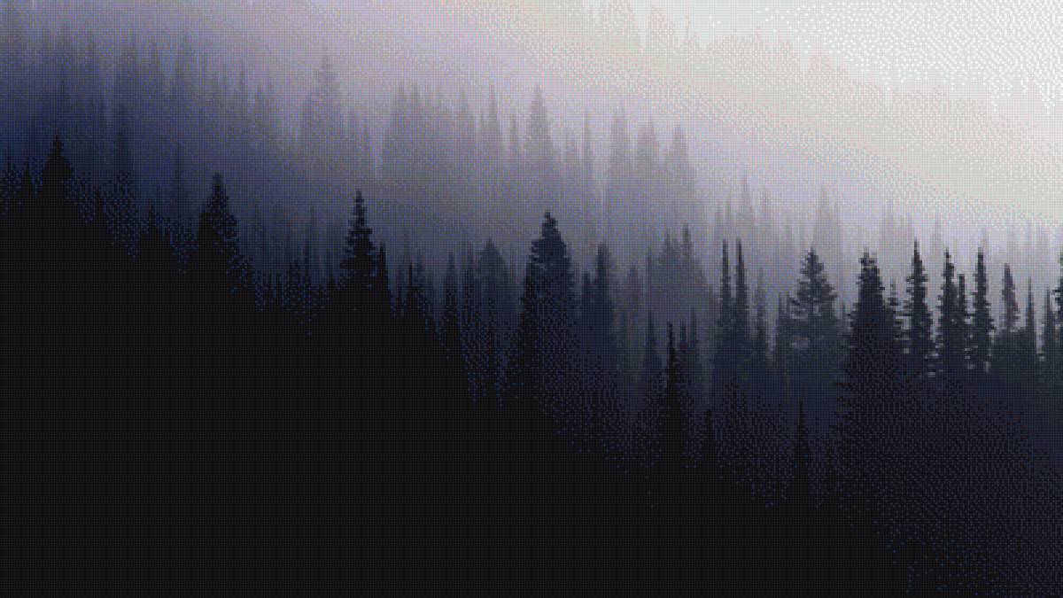 сумеречный лес - лес, вечер, туман - предпросмотр