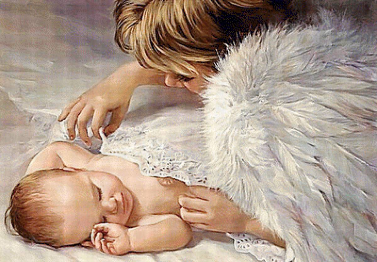 Ангел-хранитель - ребенок, забота, ангел, сон, спокойной ночи - предпросмотр