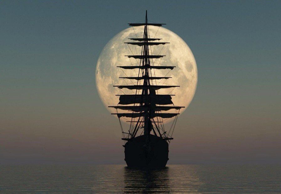 корабль - луна, море - оригинал