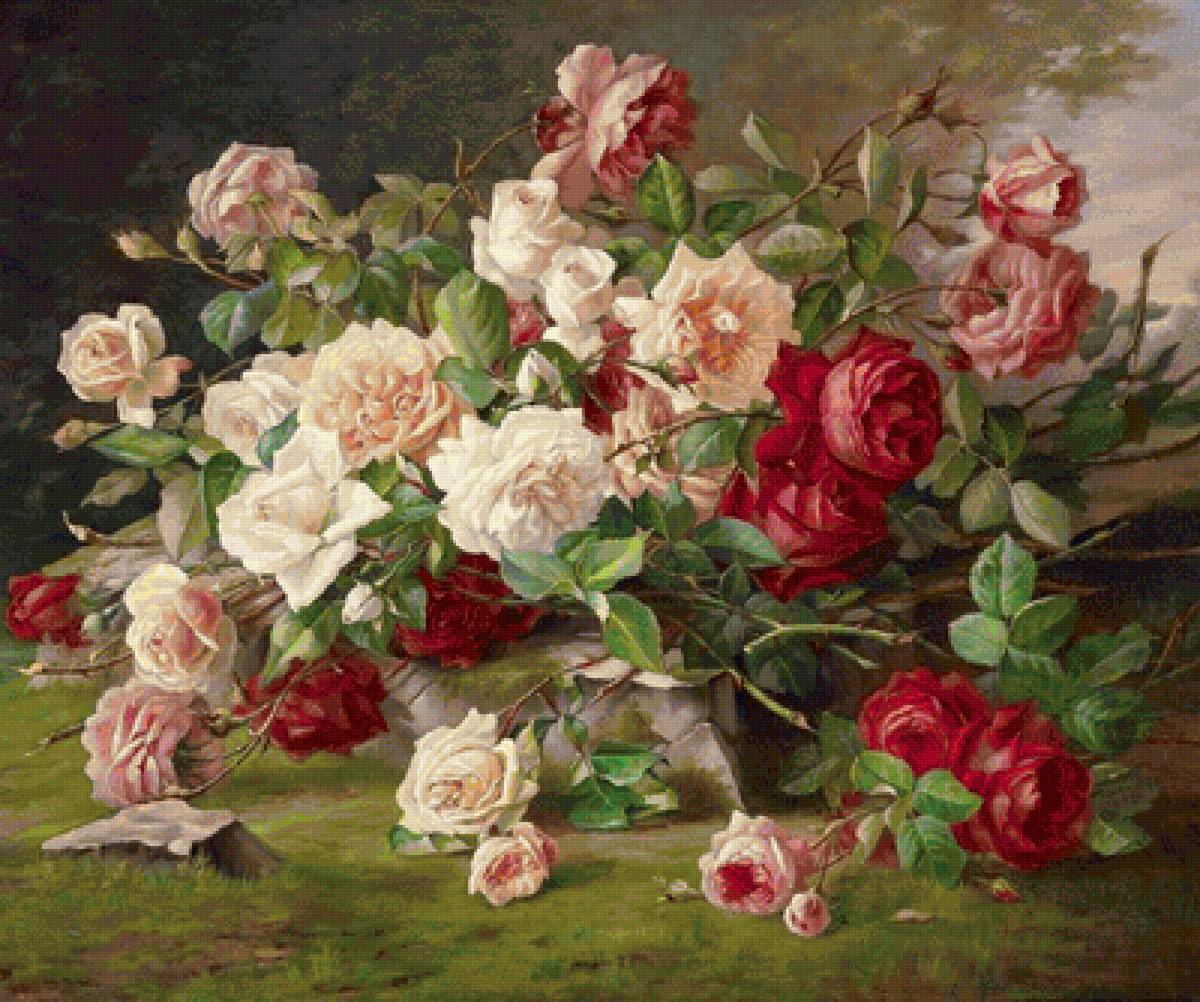 Цветы 19 века - розы, цветы, букет - предпросмотр