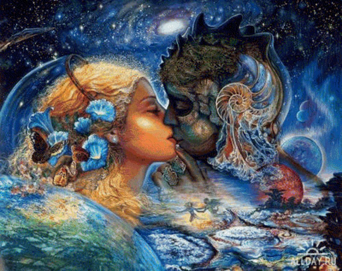 Поцелуй - мужчина и женщина, вселенная, поцелуй - предпросмотр