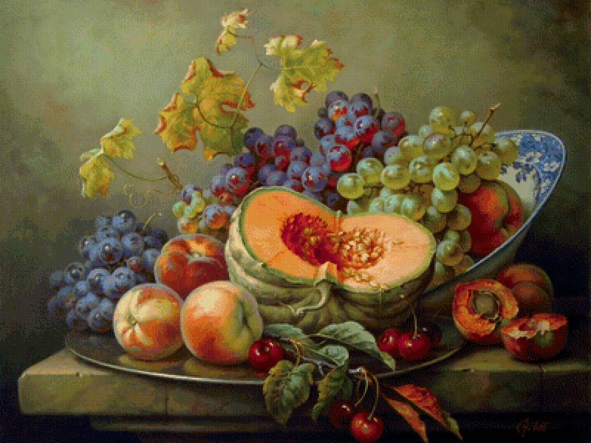 Натюрморт - натюрморт, фрукты, виноград - предпросмотр