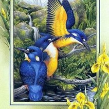 Оригинал схемы вышивки «синие птицы» (№1287872)