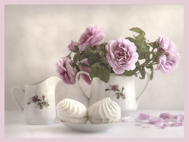 зефирки - цветы, ваза, кухня - оригинал