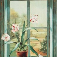 Схема вышивки «тюльпаны на окне»